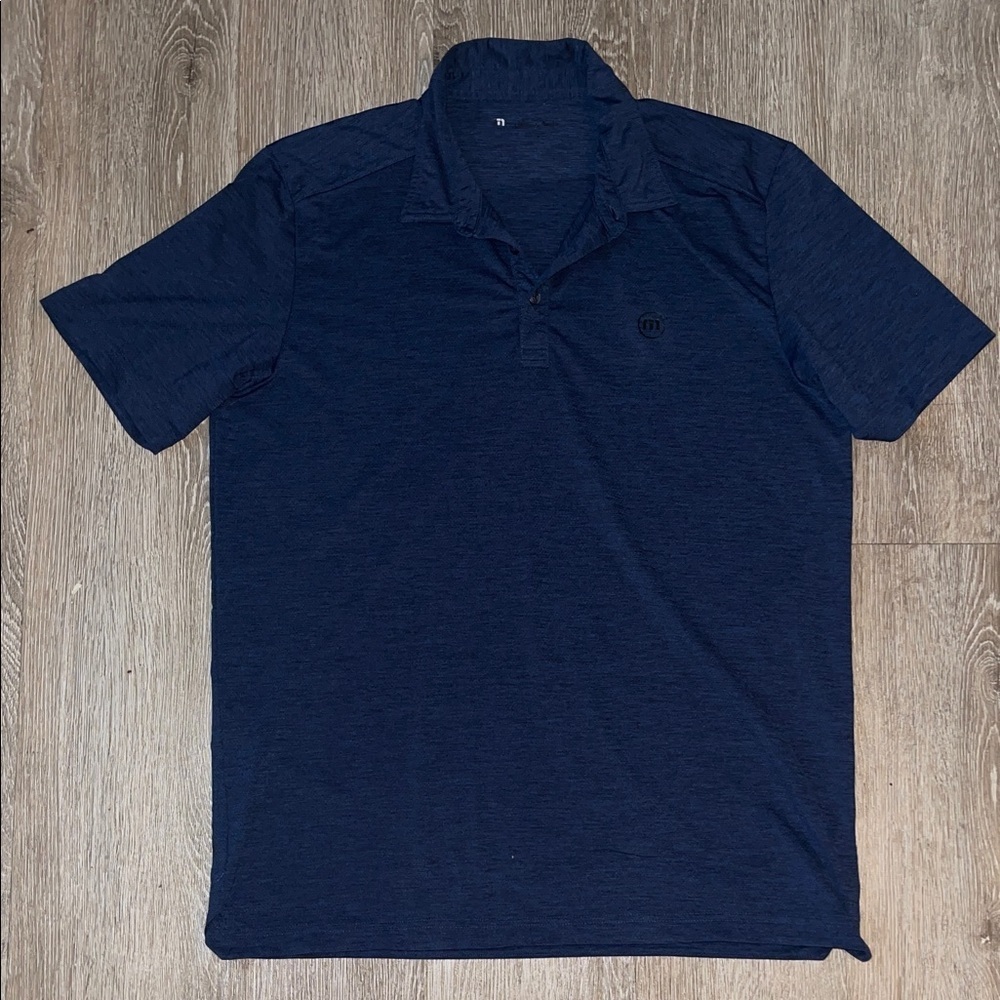 Travis Mathew golf Navy blue Polo Shirt short sleeve size large performance